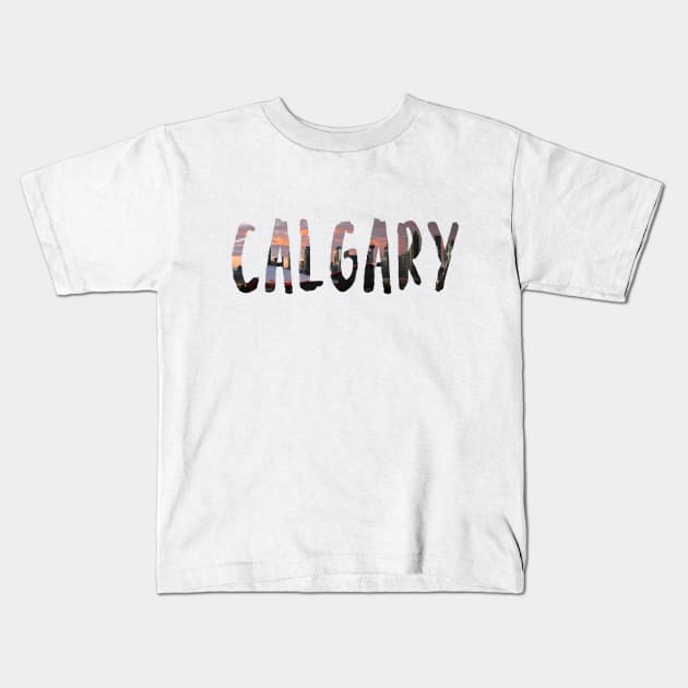 Calgary City Skyline Kids T-Shirt by swiftscuba